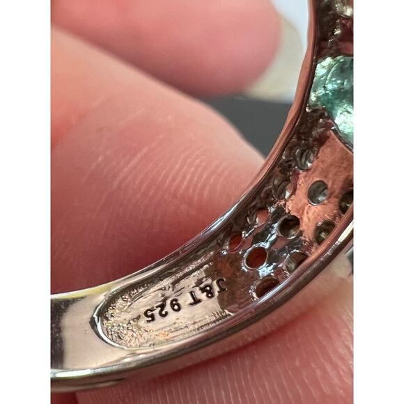 Paraiba apatite and white topaz sterling silver ring size 9 - Picture 5 of 17